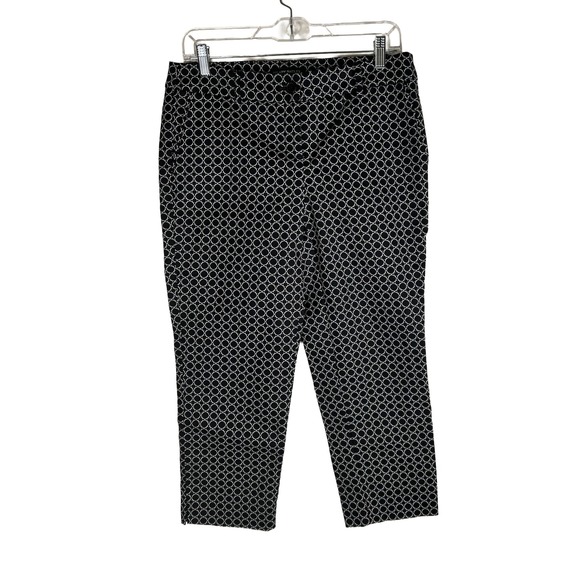 Hilary Radley Pants - Hilary Radley Womens Black White Quatrefoil Geometric Capris Pants Size 6